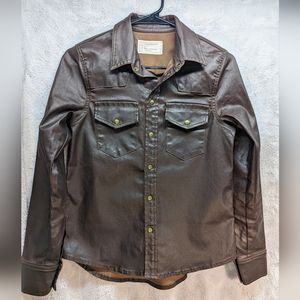 RARE Current/Elliot Faux Leather Button up "Brown Coated"